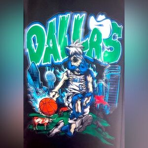 Brand New Dallas Mavs Mavericks Skeleton Basketball Men’s Black T Shirt Sz Large